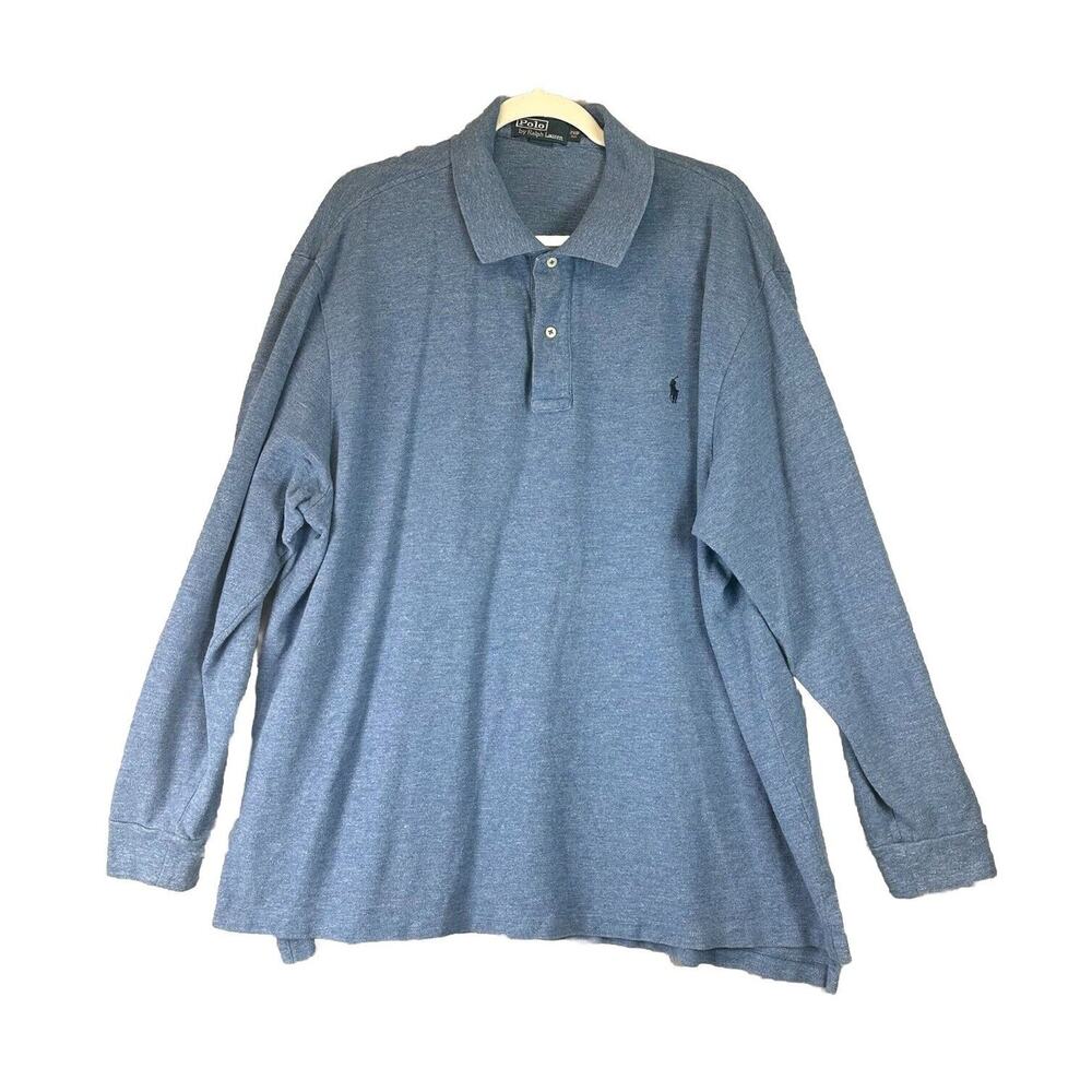 Polo Ralph Lauren Shirt Mens 2XL Big Blue Cotton Long Sleeve Button Classic Fit